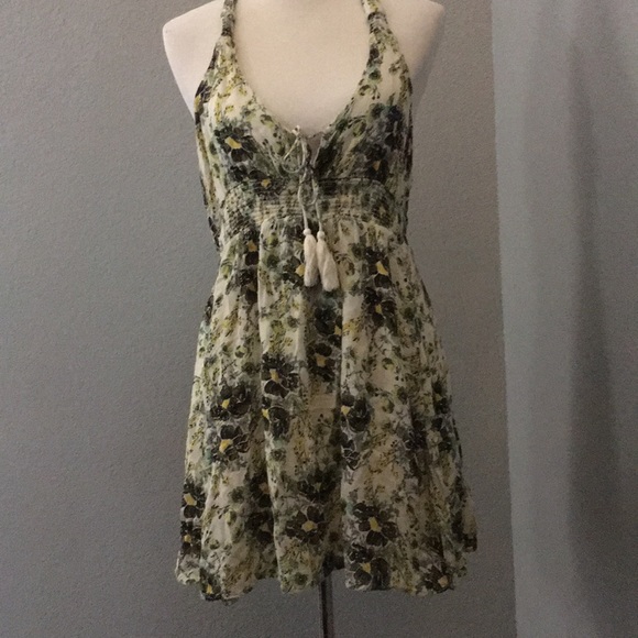 Free people cross back floral tassel dress L - Picture 2 of 8